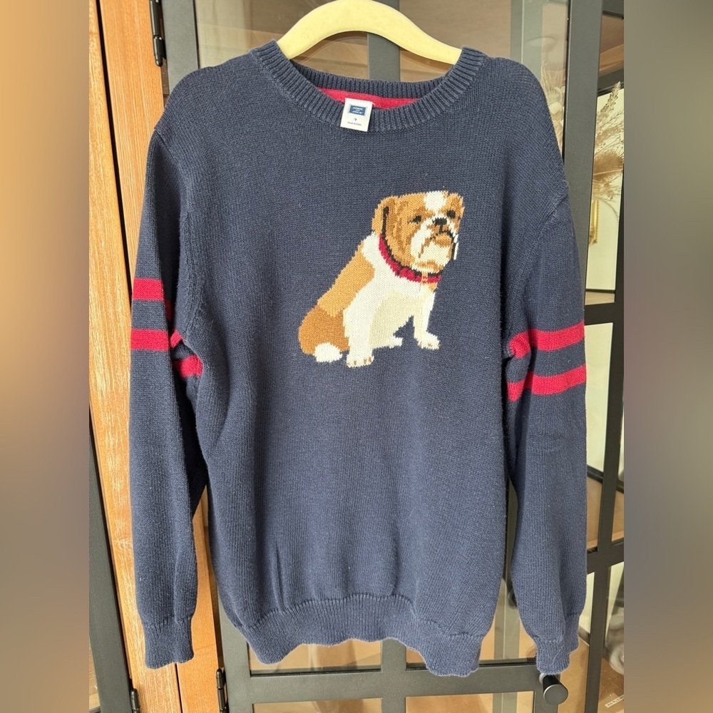 Janie & Jack bulldog sweater knit intarsia navy uga georgia boys crewneck - Picture 5 of 6